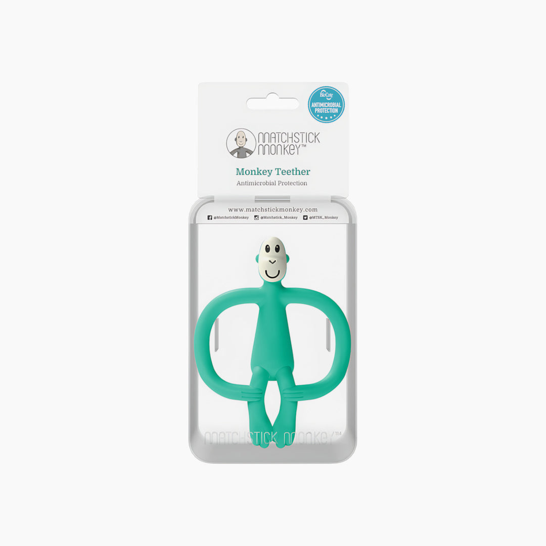 Matchstick Monkey No Tail Teething Toy in mint green