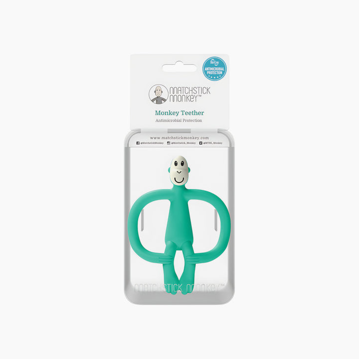 Matchstick Monkey No Tail Teething Toy in mint green