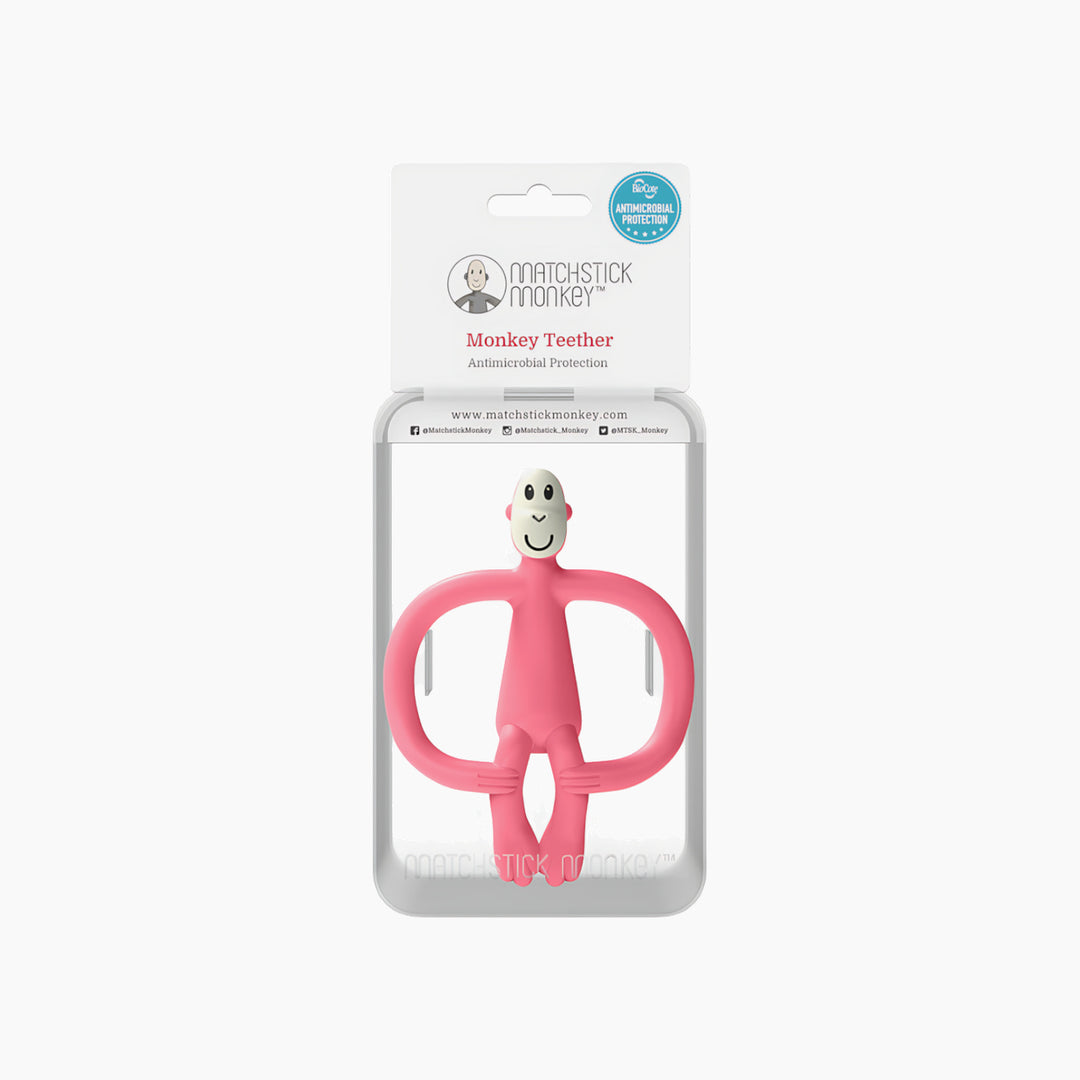 Matchstick Monkey No Tail Teething Toy in pink