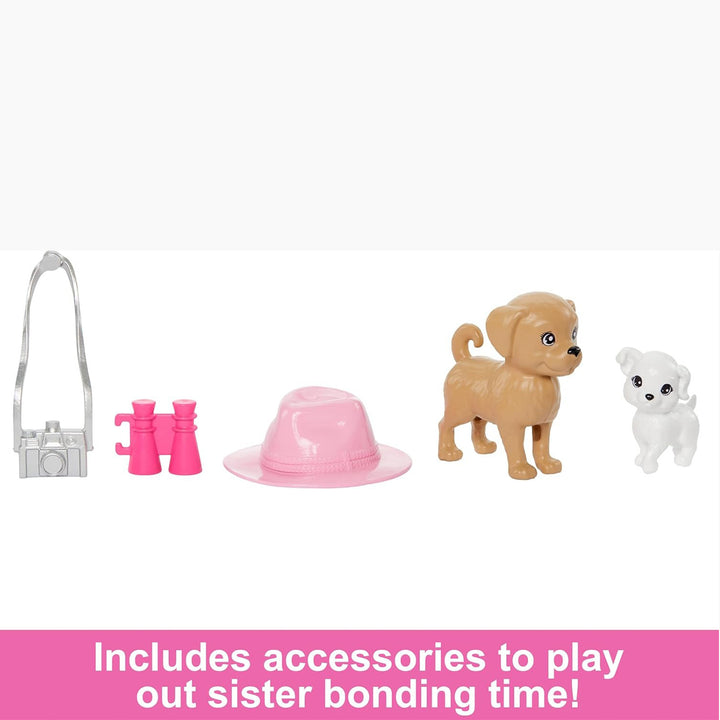Mattel Barbie &amp; Stacie Doll Set With 2 Pet Dogs &amp; Accessories Dolls With Blonde Hair &amp; Blue Eyes Summer Clothes
