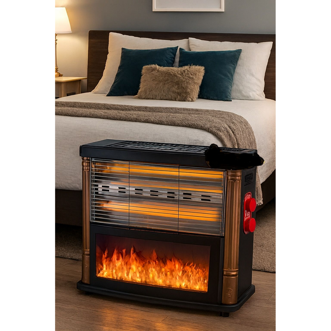 Max Top Two-Sided Heater with Fireplace Look, 1500W