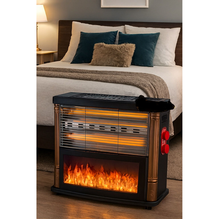 Max Top Two-Sided Heater with Fireplace Look, 1500W