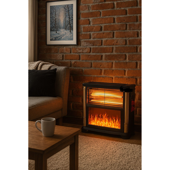 Max Top Two-Sided Heater with Fireplace Look, 1500W
