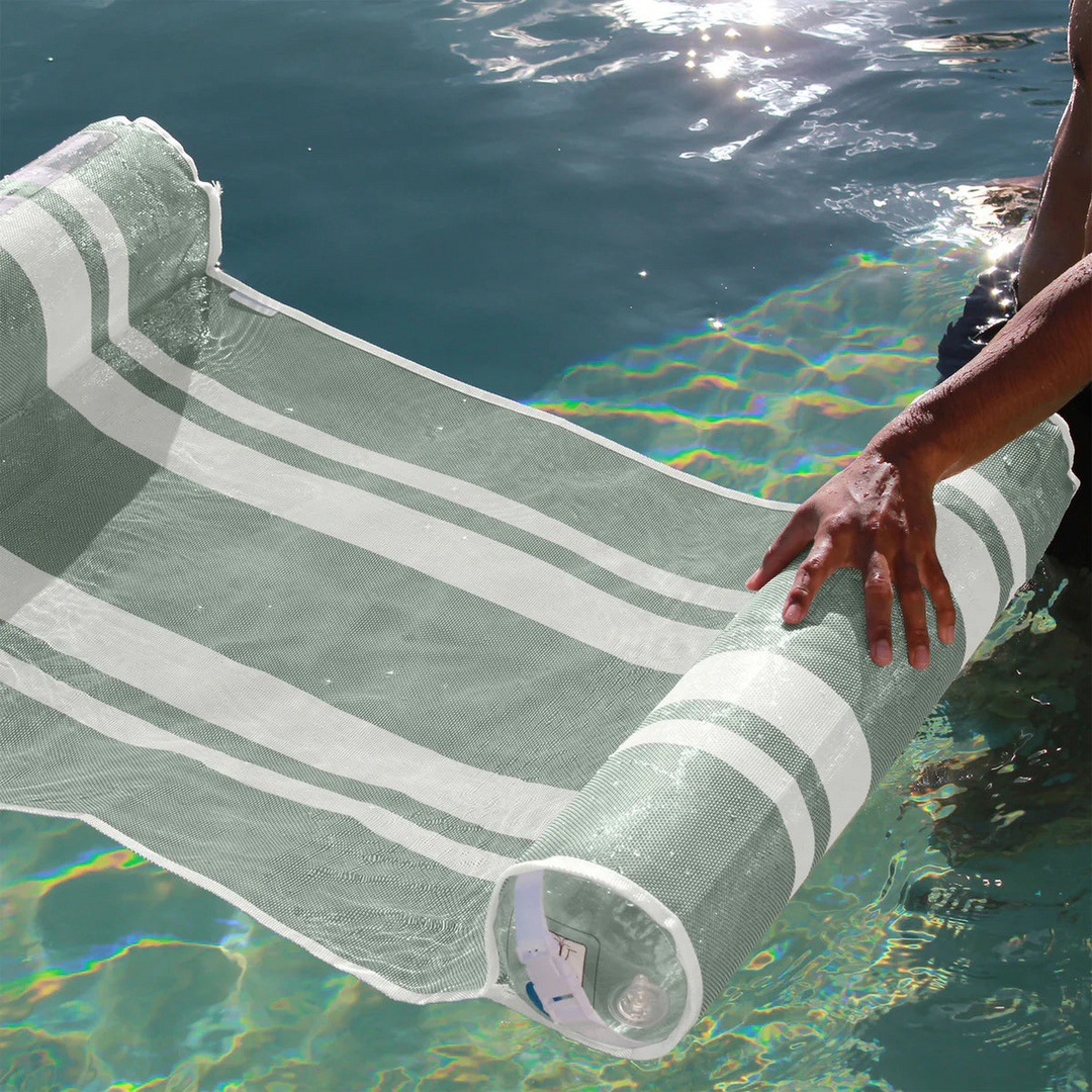 SunnyLife mesh hammock float with stripe pattern