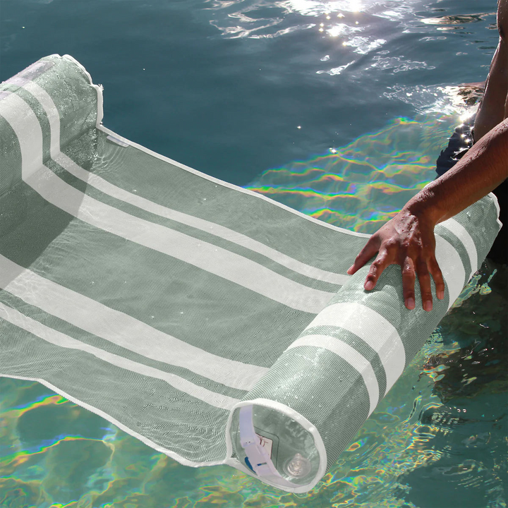 SunnyLife mesh hammock float with stripe pattern