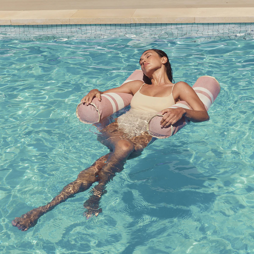 SunnyLife mesh hammock float with stripe pattern