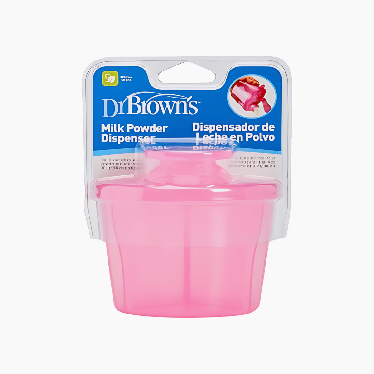 Dr Brown's pink milk powder dispenser