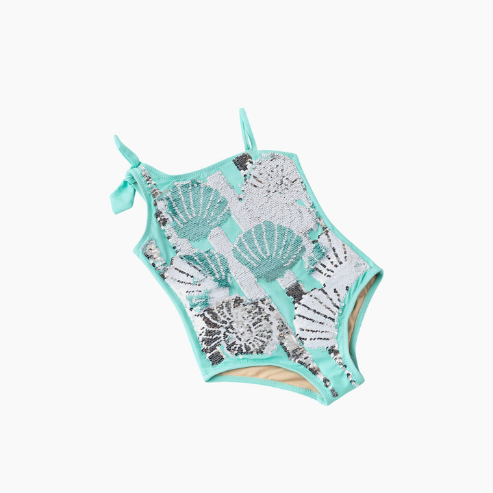 Shade Critters Mint Shells Flip Sequin- One Shoulder Swimsuit