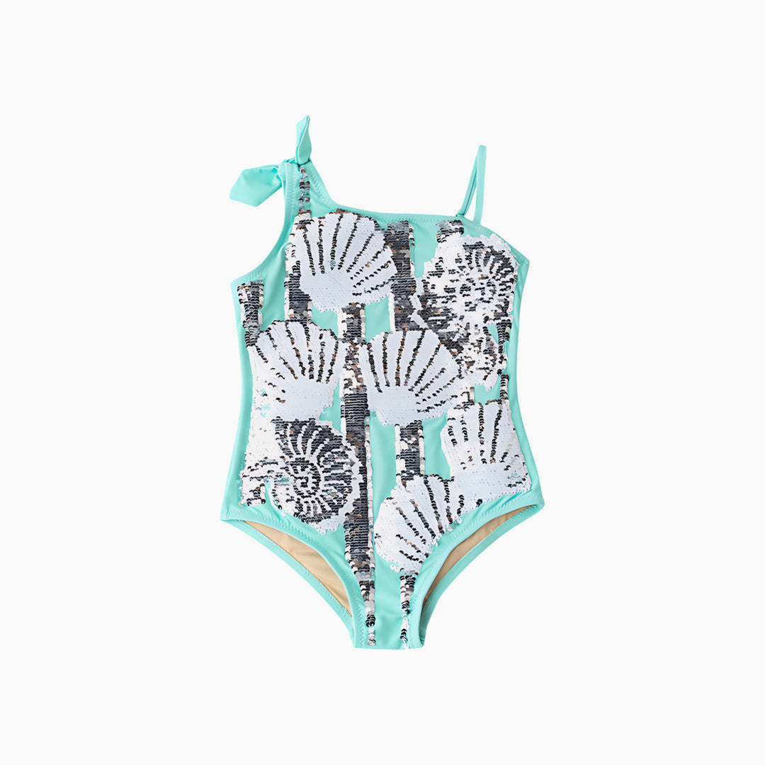 Shade Critters Mint Shells Flip Sequin- One Shoulder Swimsuit