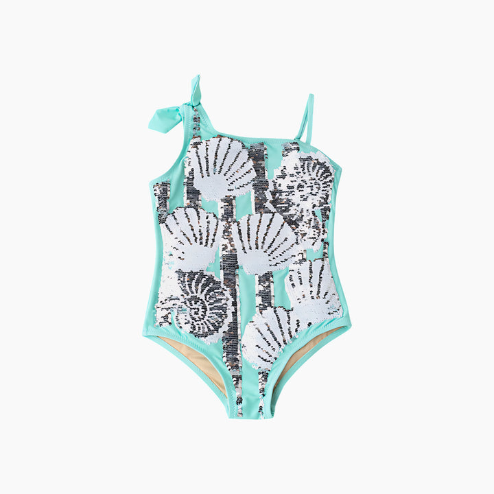 Shade Critters Mint Shells Flip Sequin- One Shoulder Swimsuit