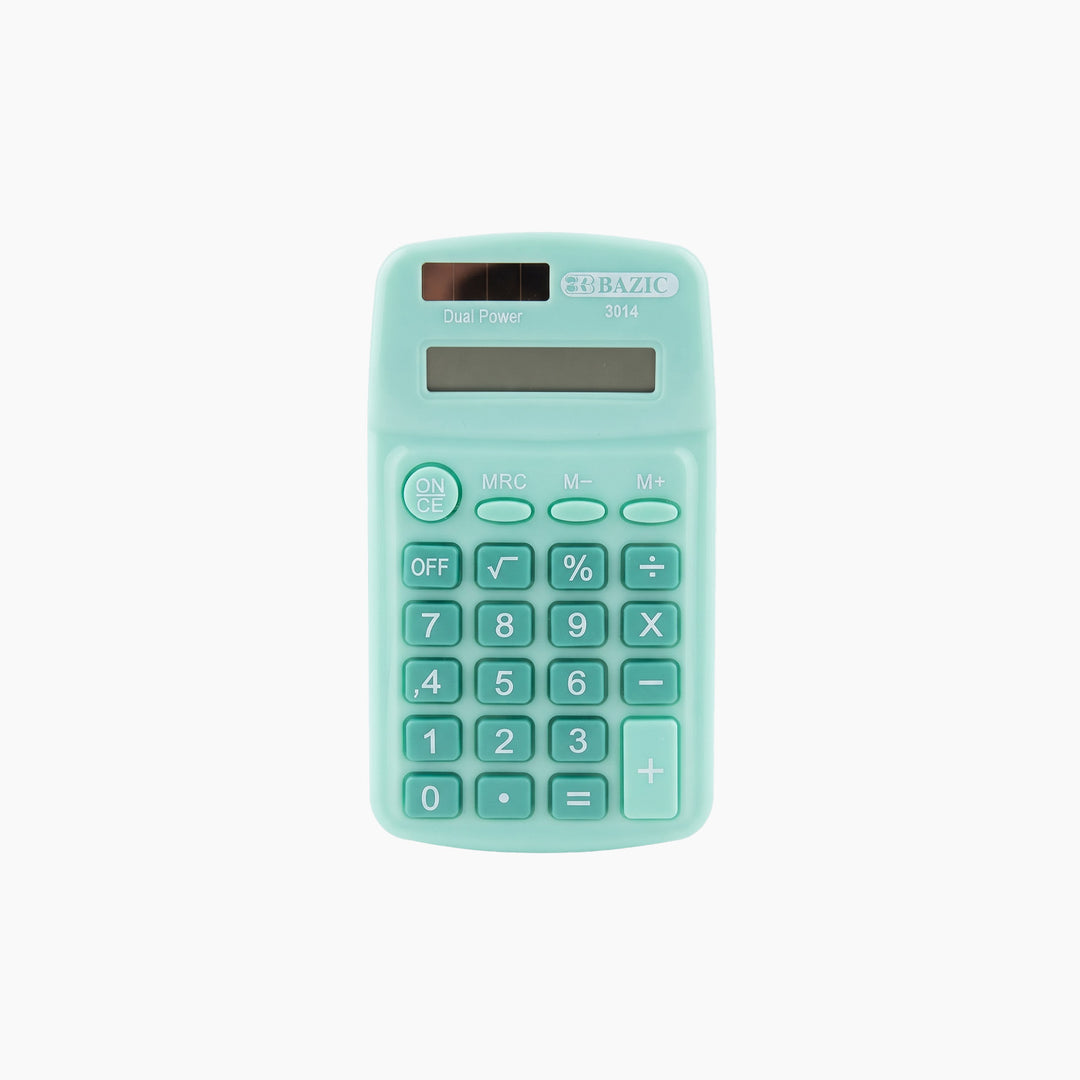 Bazic 8-Digit Dual Power Pocket Size Calculator - Pastel Color