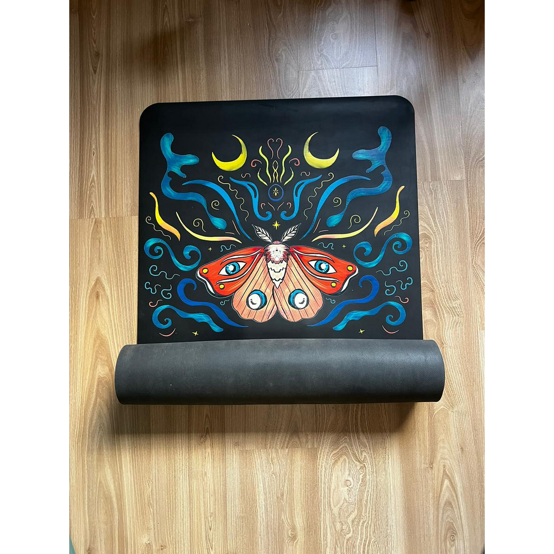 Uniart Moon Moth Yoga Mat - PU &amp; TPE Non-Slip Yoga Mat