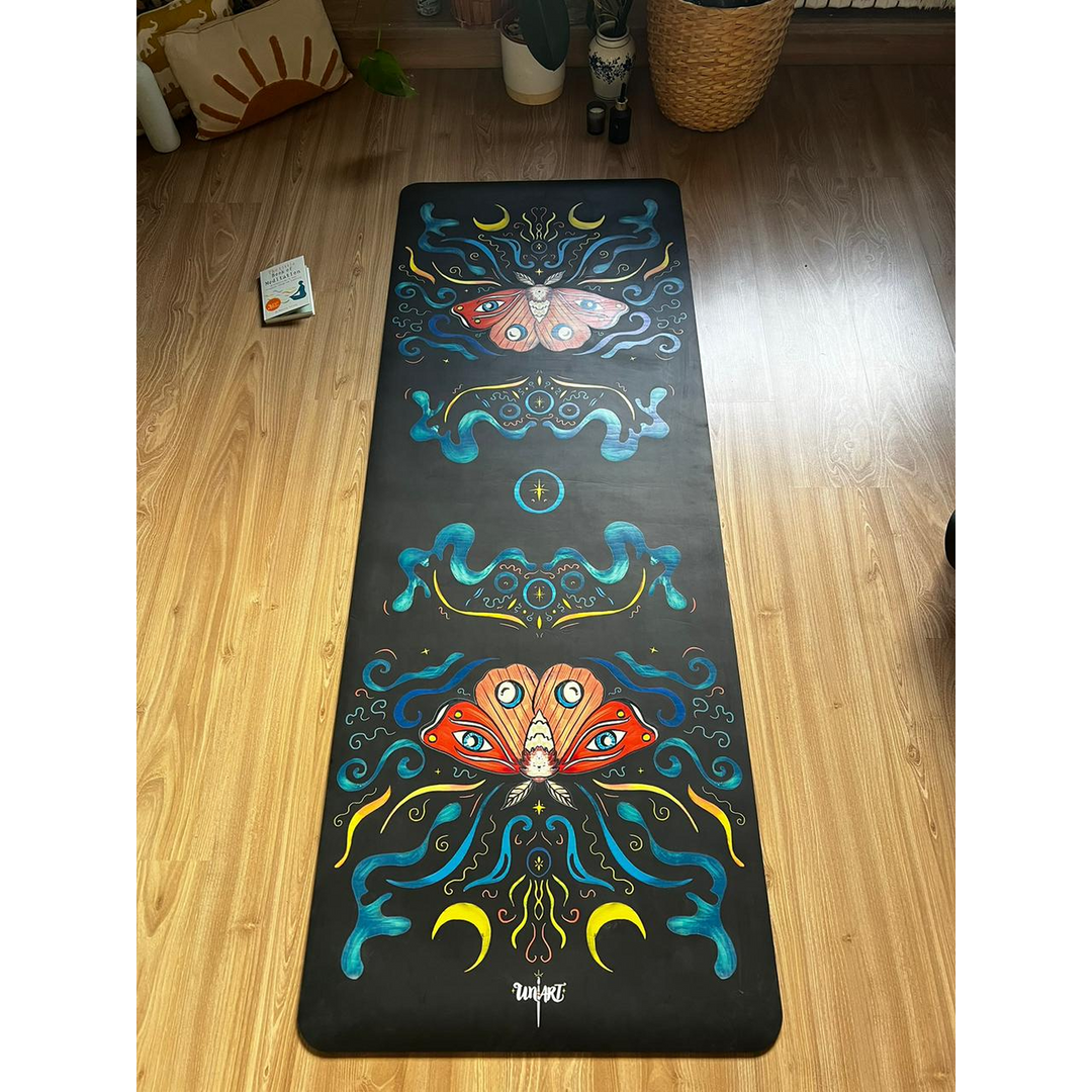 Uniart Moon Moth Yoga Mat - PU &amp; TPE Non-Slip Yoga Mat