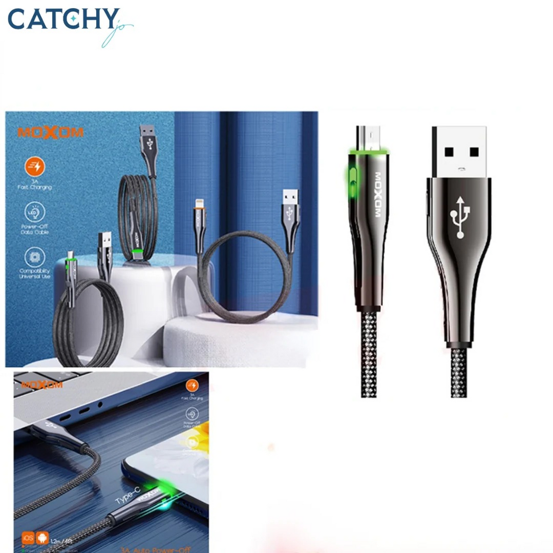 Moxom LX-CB803 3A USB cable, 1.2m, zinc alloy and nylon braided