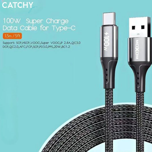 كابل شحن ونقل بيانات Moxom Lx-Cb807 USB إلى Type-C (100 واط)