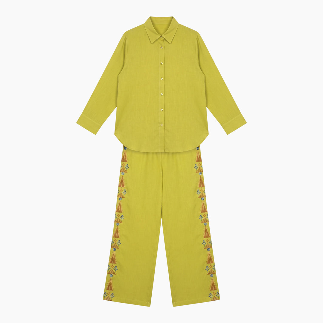 Amaara Mustard Yellow Tatreez Set