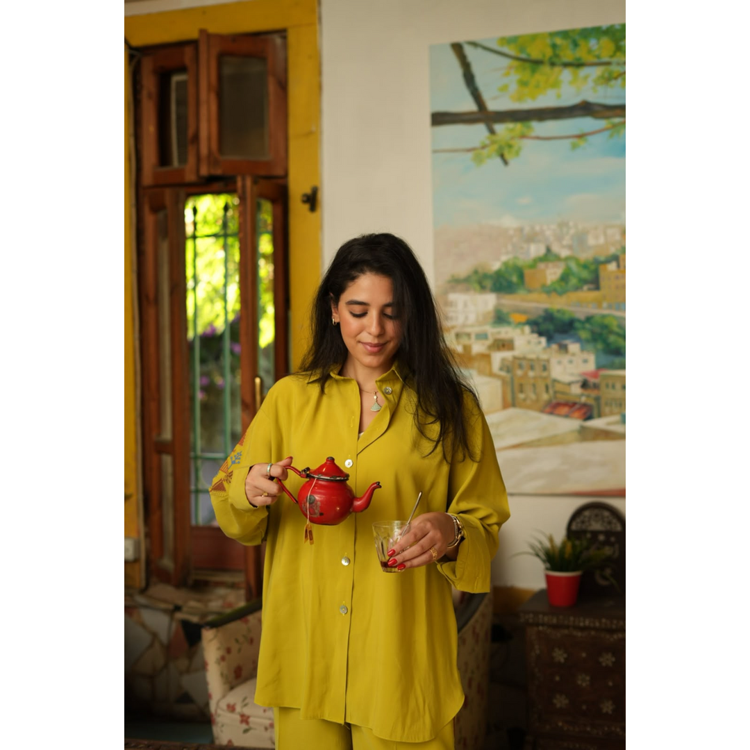 Amaara Mustard Yellow Tatreez Set