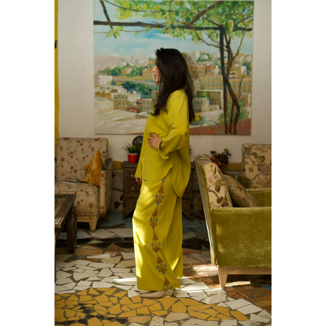 Amaara Mustard Yellow Tatreez Set