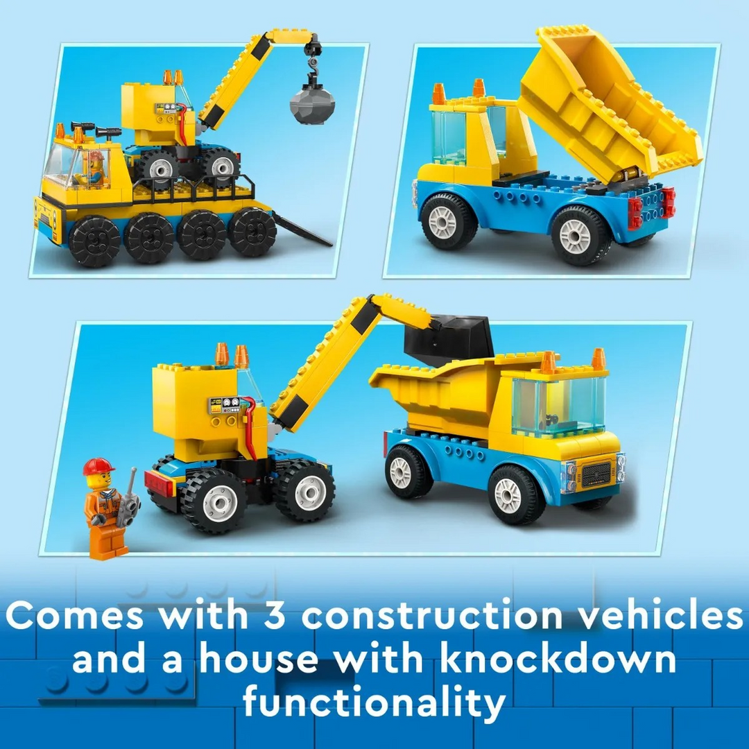 LEGO City Construction Trucks &amp; Wrecking Ball Crane 235pcs