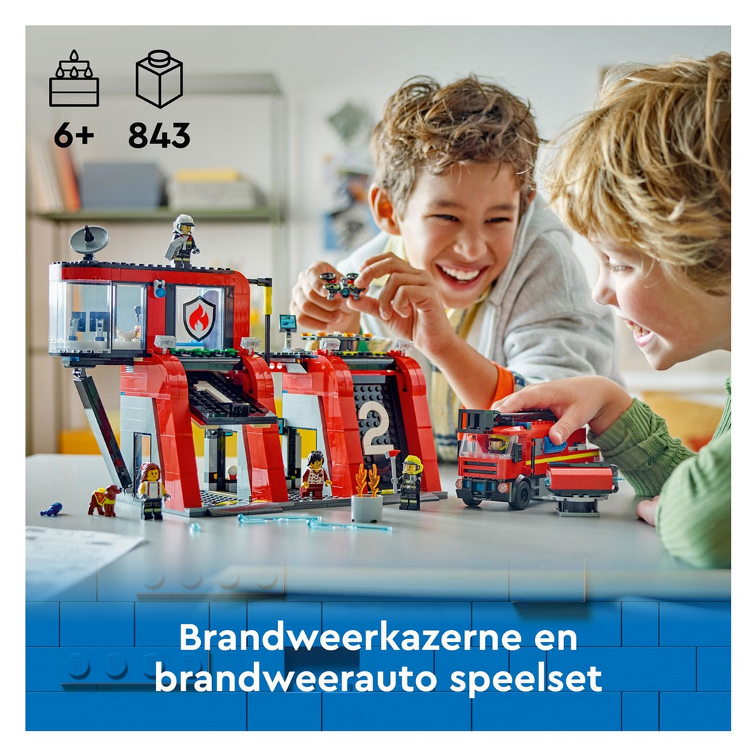 LEGO Fire Station With Fire Truck- 843pcs