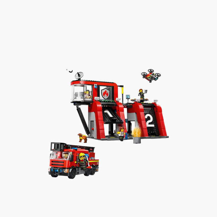 LEGO Fire Station With Fire Truck- 843pcs