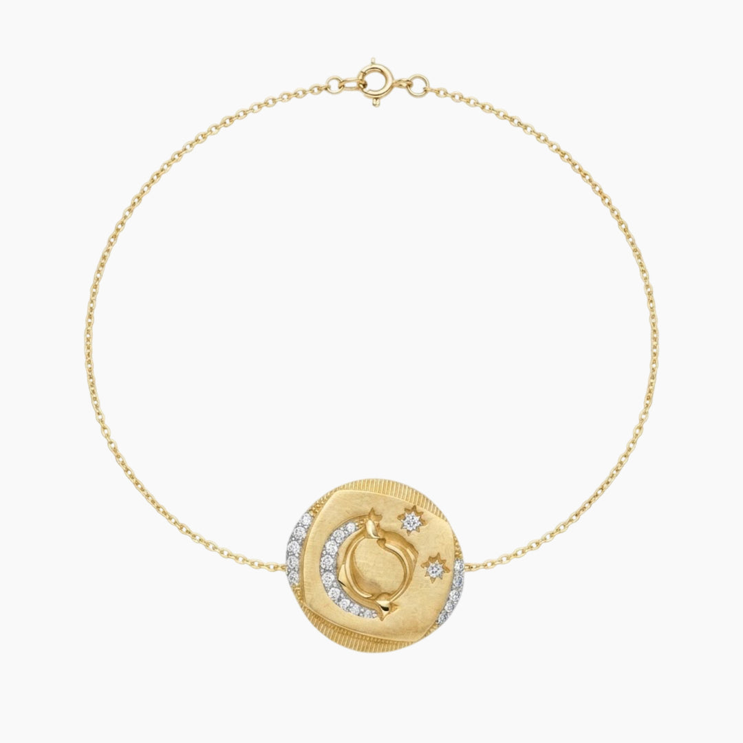 Meraki Yellow Gold Necklace with White Diamonds