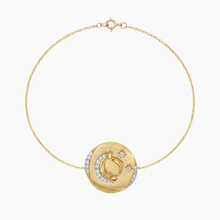Meraki Yellow Gold Necklace with White Diamonds