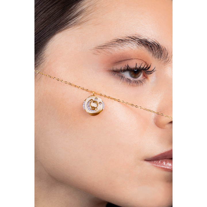 Meraki Yellow Gold Necklace with White Diamonds