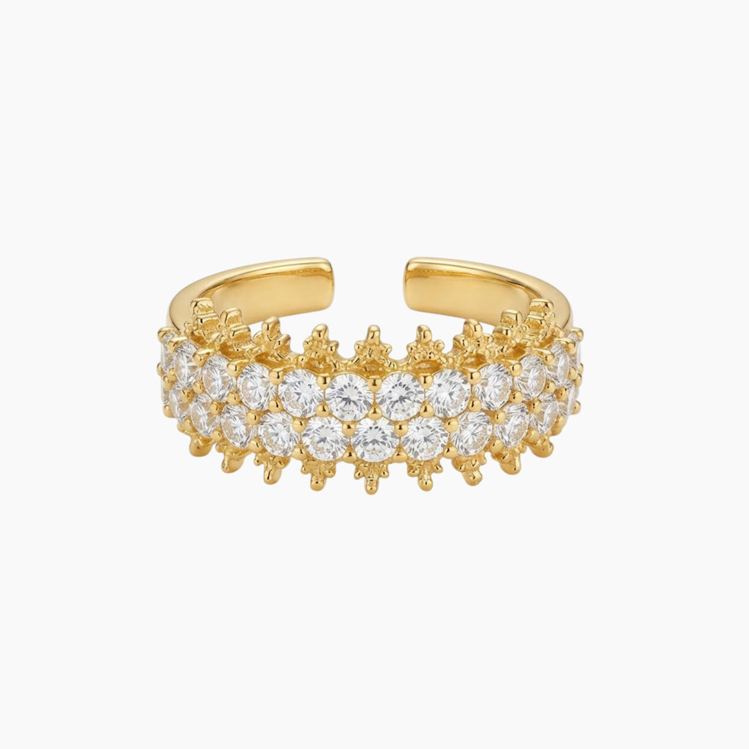 Meraki Yellow Gold Ring with White Diamonds