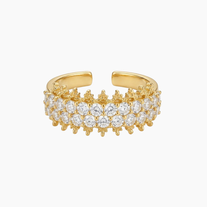 Meraki Yellow Gold Ring with White Diamonds