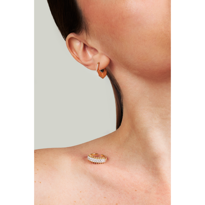 Meraki Yellow Gold Ring with White Diamonds