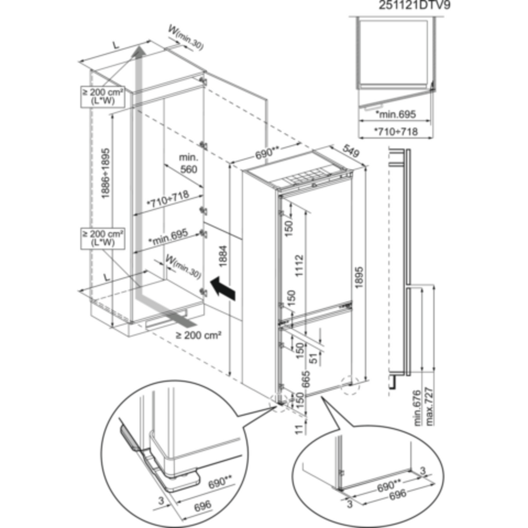 AEG Fridge Freezer 376L