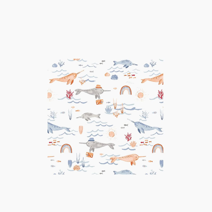 Bebe Au Lait narwhal muslin teether blanket with beechwood teether