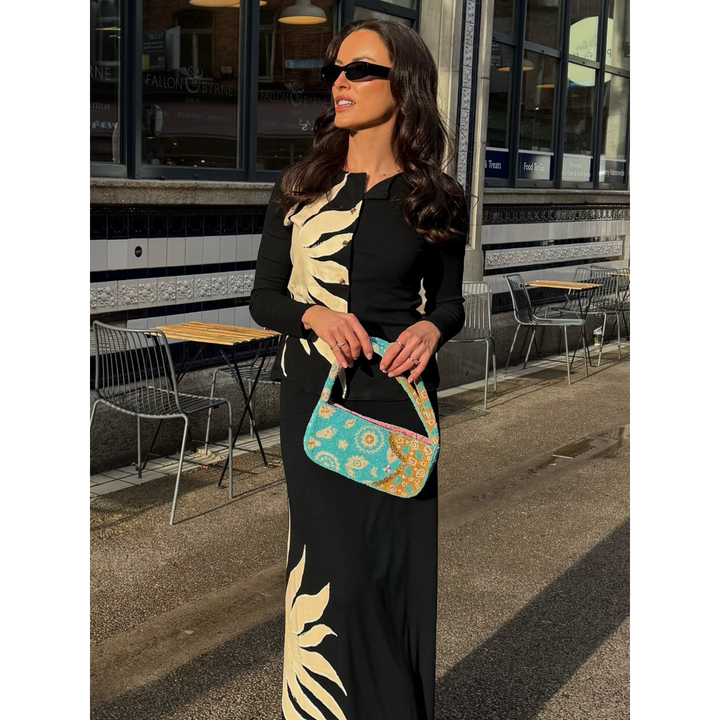 Never Fully Dressed Blue &amp; Yellow Morocco Beaded Bag