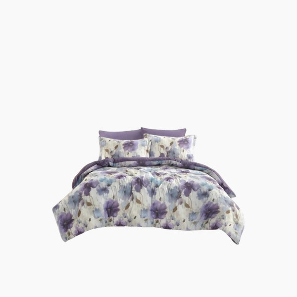 Nova Home Amore Printed Microfiber Comforter Purple Set