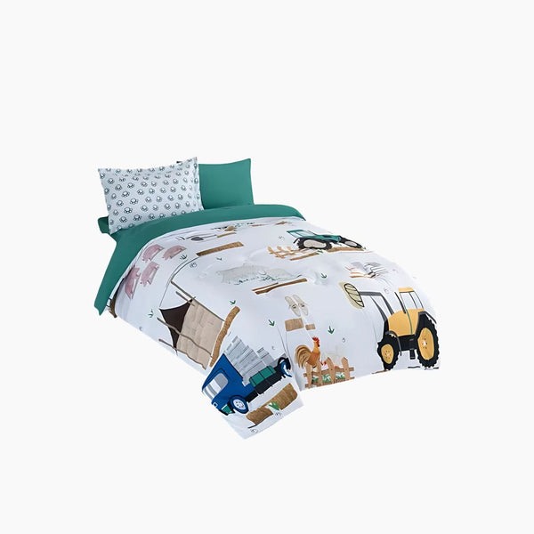 Nova Home Little Farmer Kid's Comforter Set Single & Twin 4 Pcs White