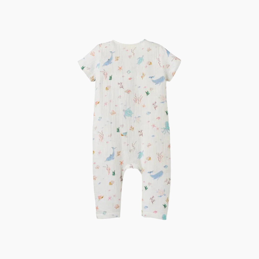 Elegant Baby Ocean Adventure Organic Muslin Short Sleeve Jumpsuit