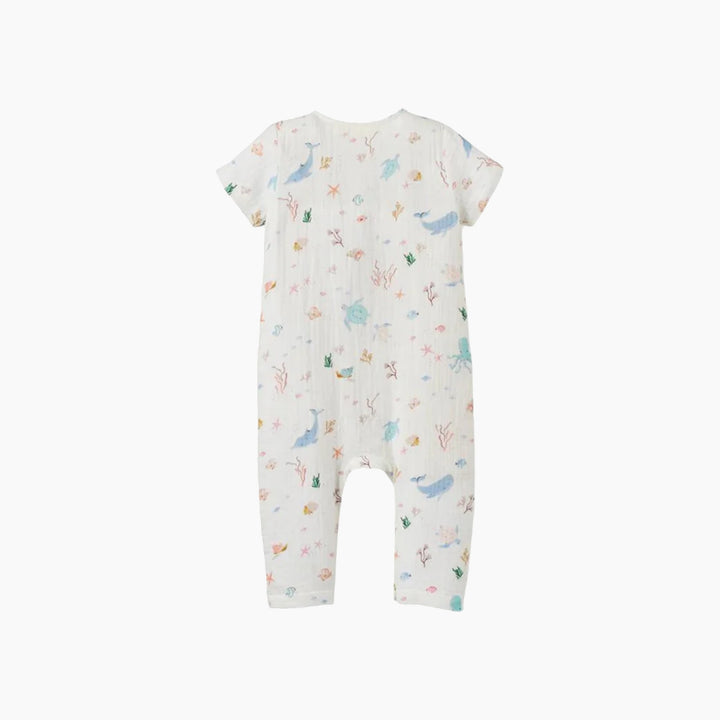 Elegant Baby Ocean Adventure Organic Muslin Short Sleeve Jumpsuit