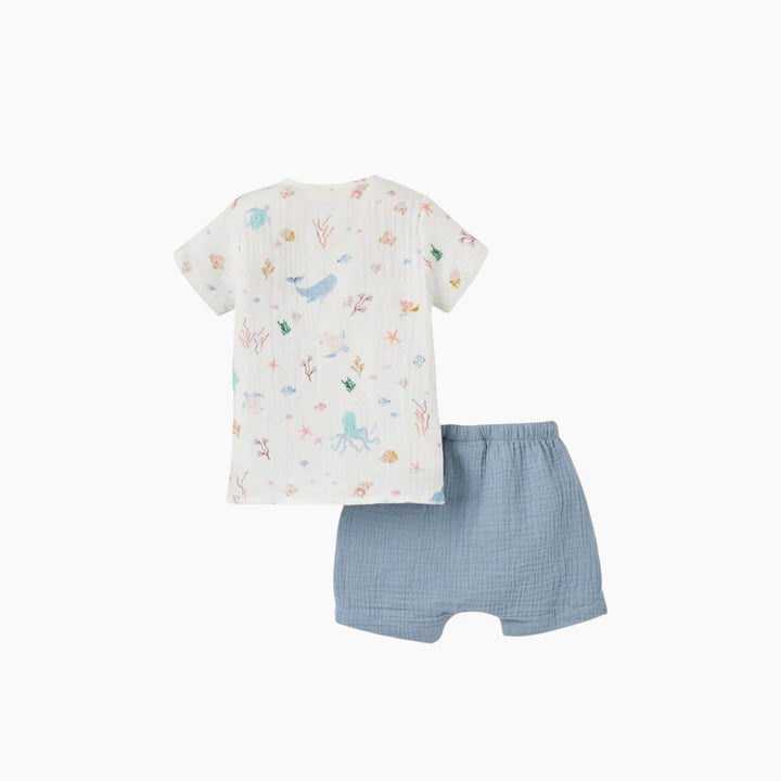 Elegant Baby Ocean Adventure Organic Muslin Tee Short Set