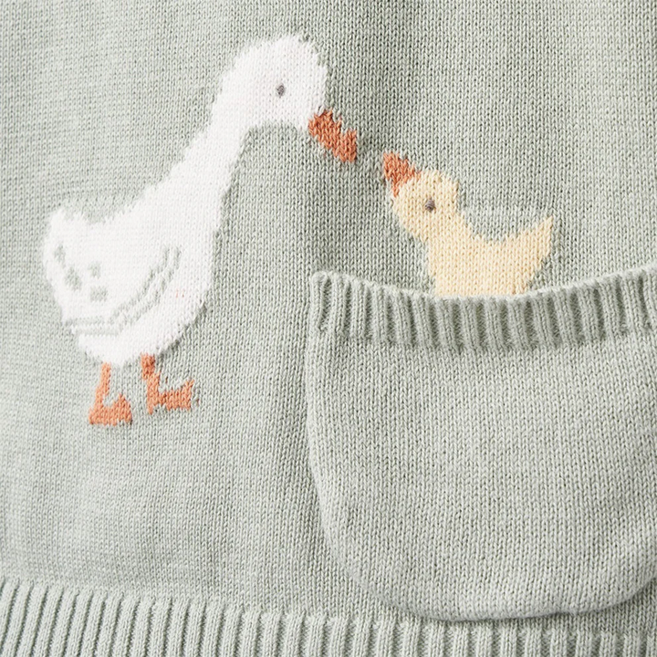 Elegant Baby On The Farm Knit Henley Organic Muslin Short Set