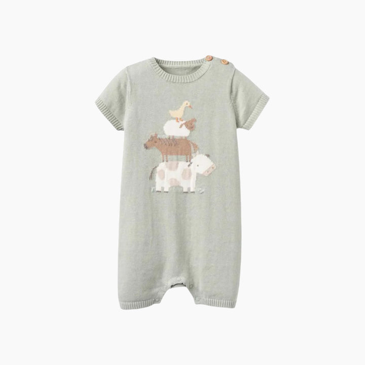 Elegant Baby On The Farm Knit Shortall Romper