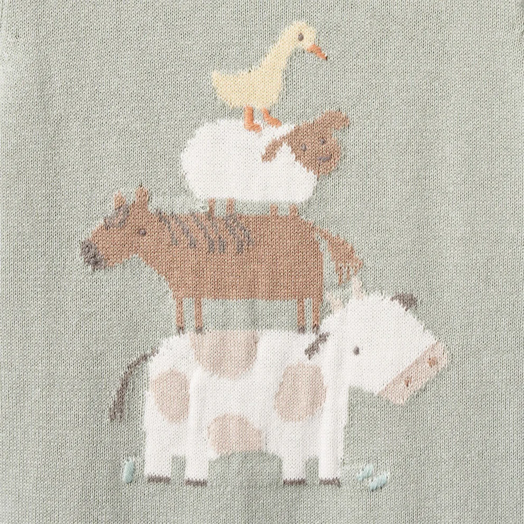 Elegant Baby On The Farm Knit Shortall Romper