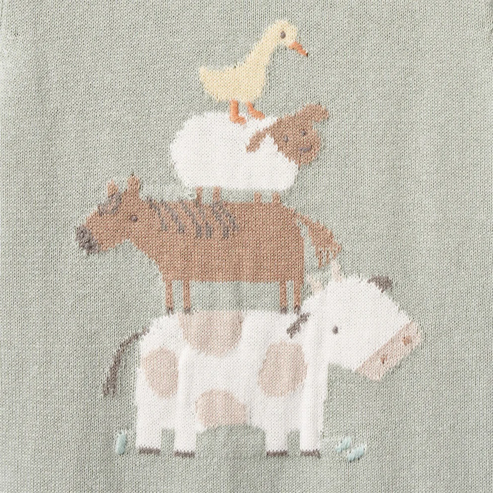 Elegant Baby On The Farm Knit Shortall Romper