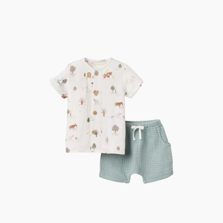 Elegant Baby On The Farm Organic Muslin Tee Short Set
