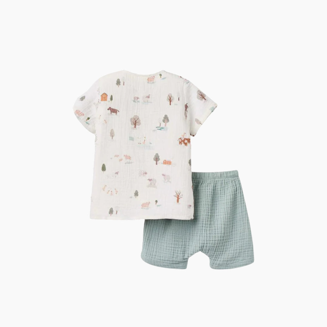 Elegant Baby On The Farm Organic Muslin Tee Short Set