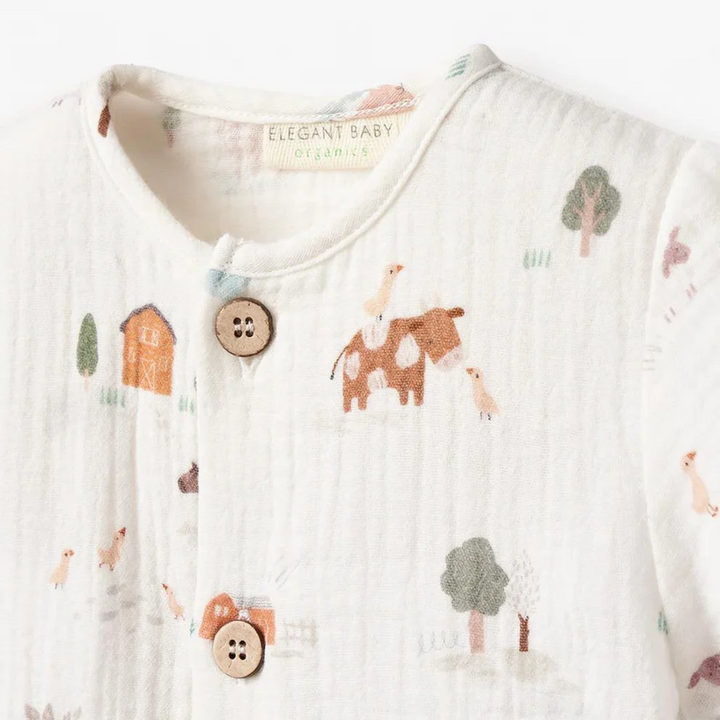 Elegant Baby On The Farm Organic Muslin Tee Short Set