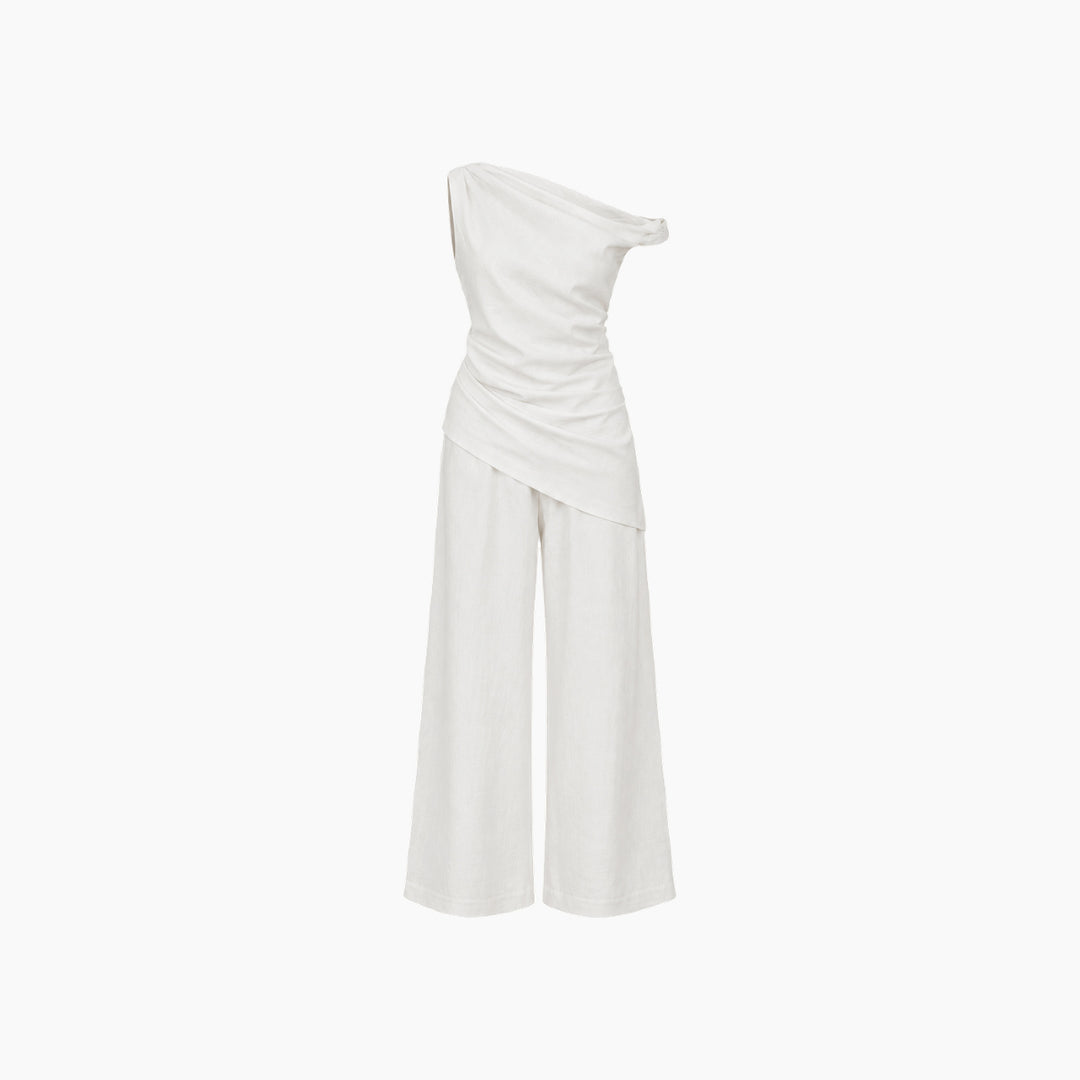 One-Shoulder Linen Co-Ord Set