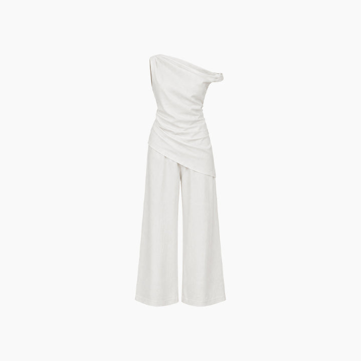 One-Shoulder Linen Co-Ord Set