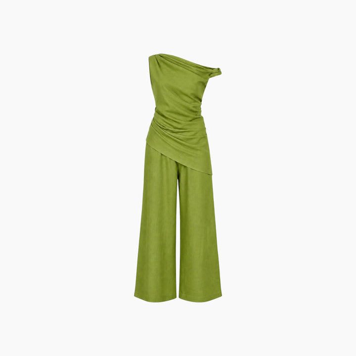 One-Shoulder Linen Co-Ord Set