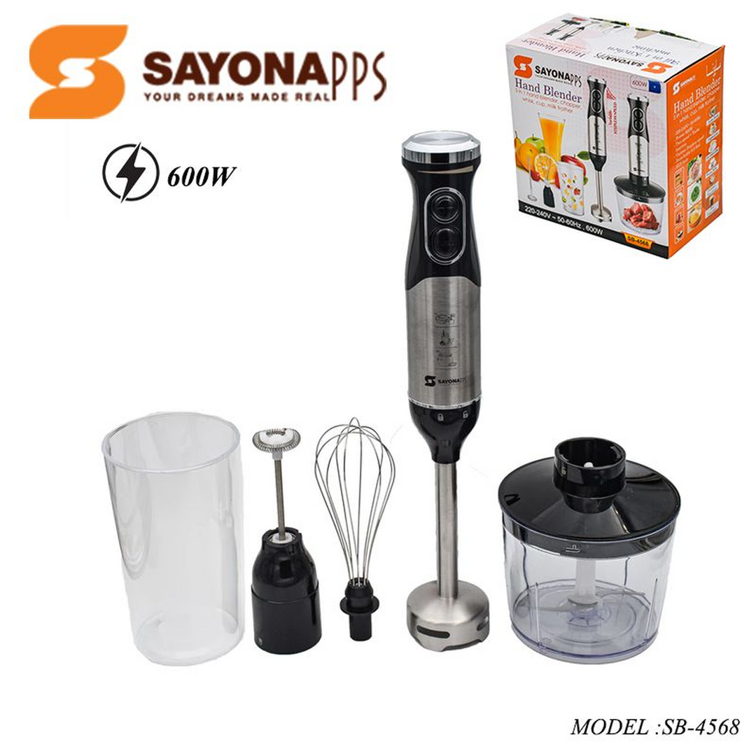 Sayona Original 4-in-1 Sonashi Stainless Steel Hand Blender